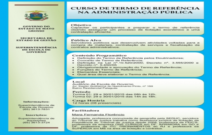 Escola de Governo promove curso de elaboração de Termo de Referência