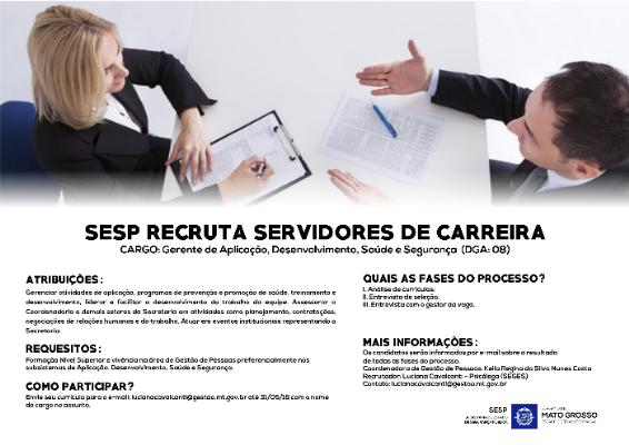 Sesp abre processo seletivo nesta quinta-feira