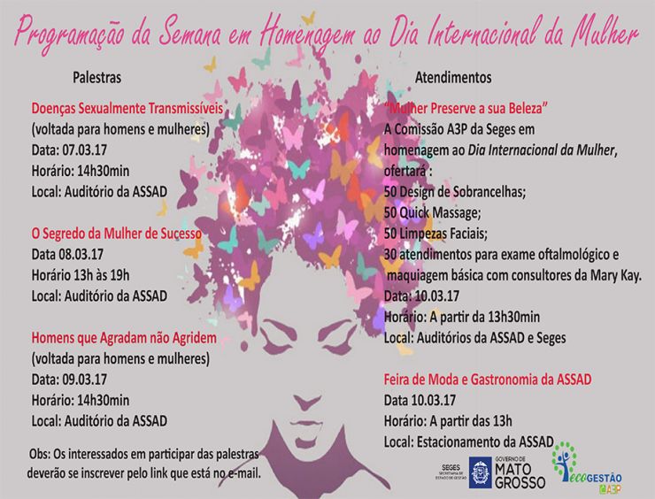 Seges promove quatro dias de programação em homenagem ao Dia Internacional das Mulheres